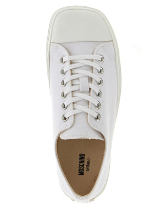 White Cotton Low Top Sneakers