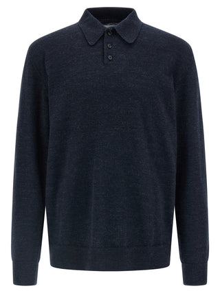 Blue Wool Polo Shirt