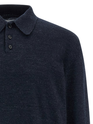 Blue Wool Polo Shirt