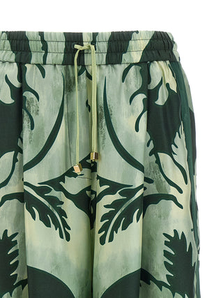 Bicolor Silk Casual Pants