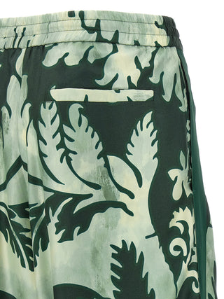 Bicolor Silk Casual Pants