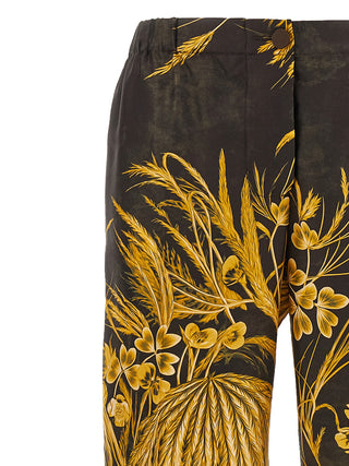 Multicolor Silk Casual Pants
