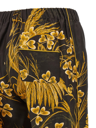 Multicolor Silk Casual Pants