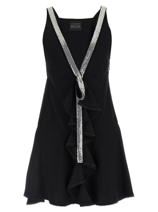 Black Viscose Short Dress