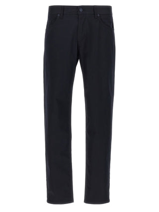 Blue Cotton Casual Pants