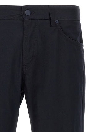 Blue Cotton Casual Pants