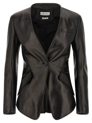 Blazer de piel de cordero negra
