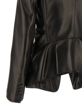 Blazer de piel de cordero negra