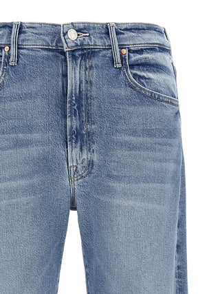 Blue Cotton High-Waisted Jean