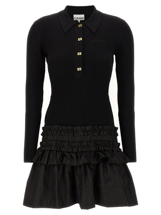 Black Viscose Short Dress