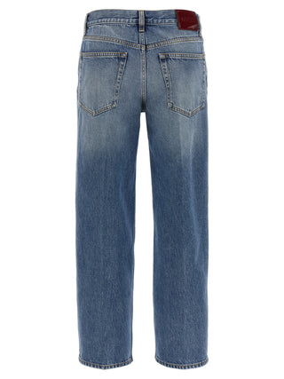 Blue Cotton Straight-Leg Jeans
