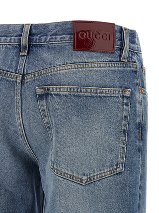 Blue Cotton Straight-Leg Jeans