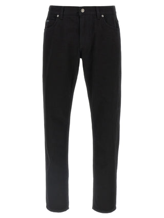 Black Cotton Straight-Leg Jeans