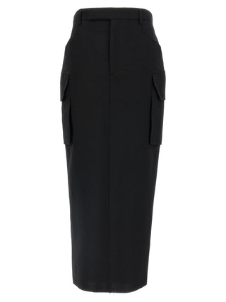 Falda midi de lana negra