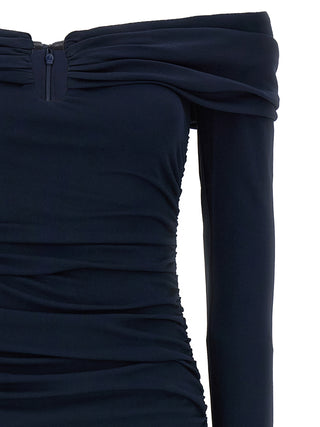 Vestido midi azul con marabú