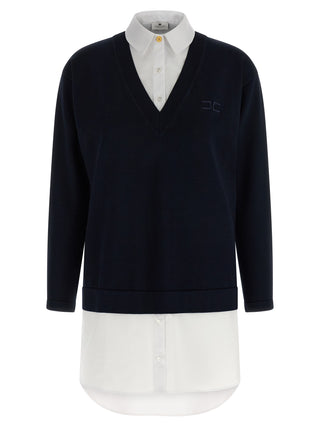 Blue Viscose Short Dress