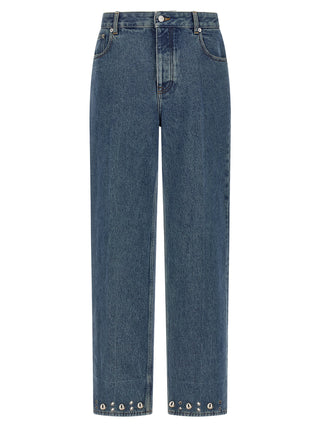 Jeans de pierna recta de algodón azul