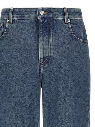 Jeans de pierna recta de algodón azul