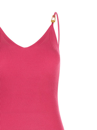 Fuchsia Viscose Midi Dress