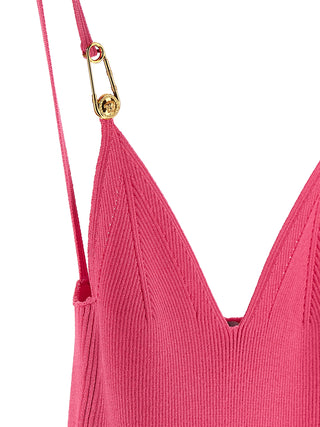 Fuchsia Viscose Midi Dress