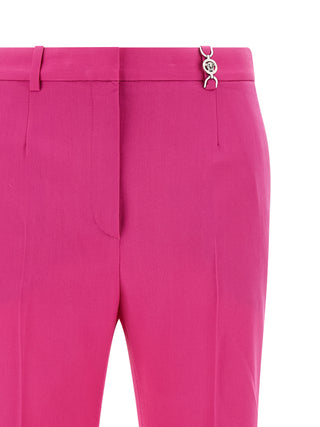 Fuchsia Virgin Wool Flared Pants