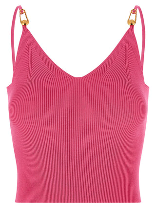 Fuchsia Viscose Sleeveles T-Shirt