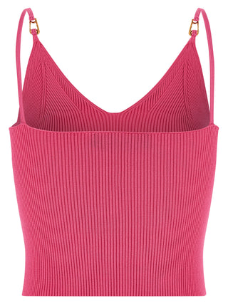 Fuchsia Viscose Sleeveles T-Shirt