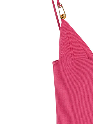 Fuchsia Viscose Sleeveles T-Shirt