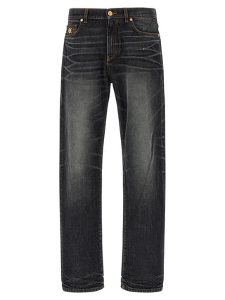 Black Cotton Straight-Leg Jeans