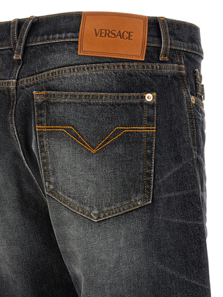 Black Cotton Straight-Leg Jeans