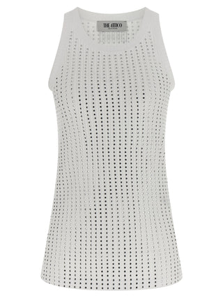 White Cotton Sleeveles T-Shirt