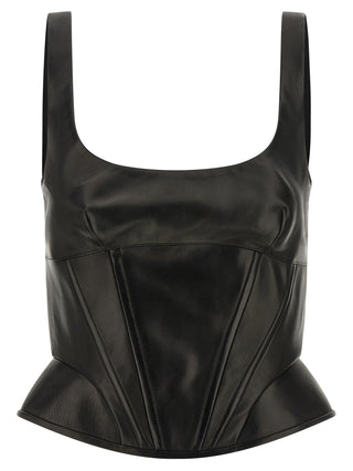 Black Lamb Leather Tank Tops