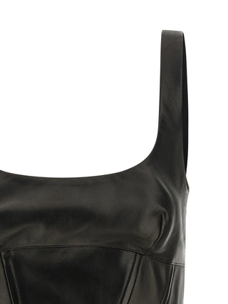 Black Lamb Leather Tank Tops