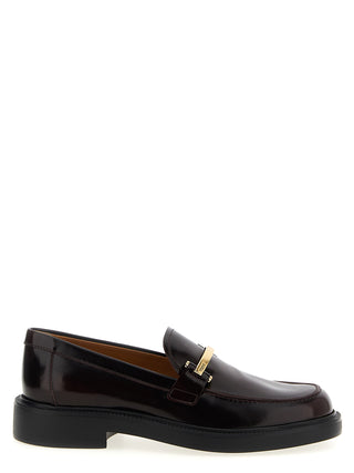Mocasines slip-on burdeos de piel de becerro