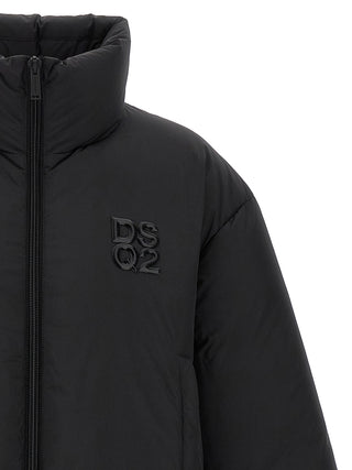 Black Polyester Full-Length Jacket