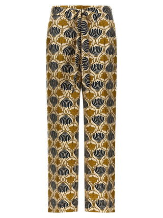 Bicolor Silk Casual Pants