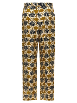 Bicolor Silk Casual Pants