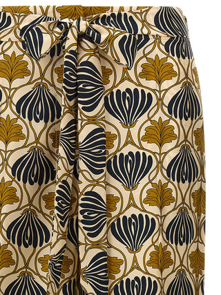Bicolor Silk Casual Pants