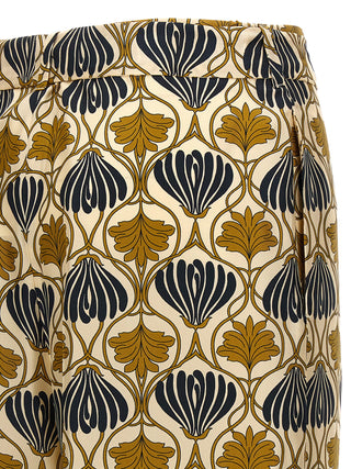 Bicolor Silk Casual Pants