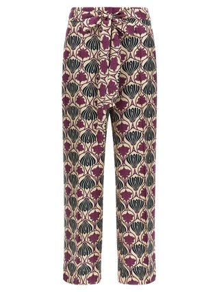 Purple Silk Casual Pants