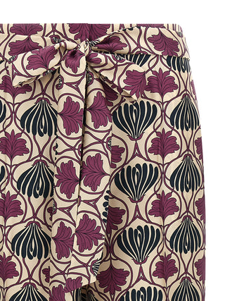 Purple Silk Casual Pants