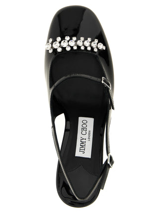 Black Leather Mid Heel Pumps