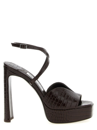 Sandalias de tacón stiletto de cuero marrón  
