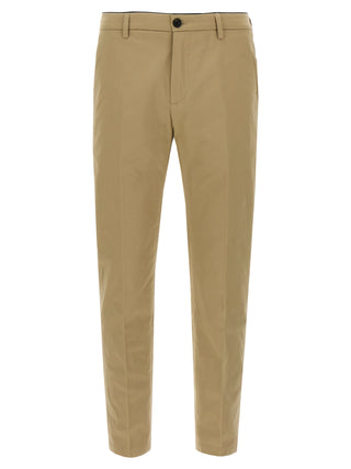 Beige Cotton Cropped Pants