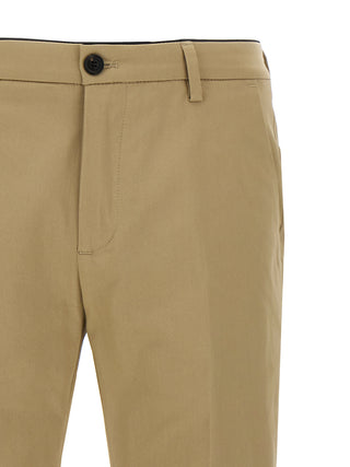 Beige Cotton Cropped Pants