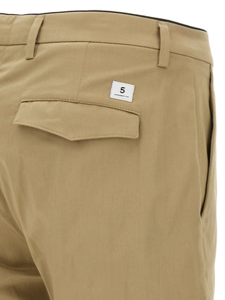 Beige Cotton Cropped Pants