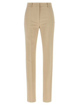 Beige Viscose Dress Pants