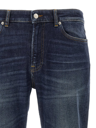 Jeans de pierna recta de algodón azul