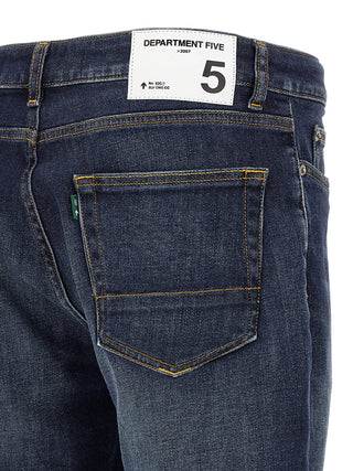 Jeans de pierna recta de algodón azul