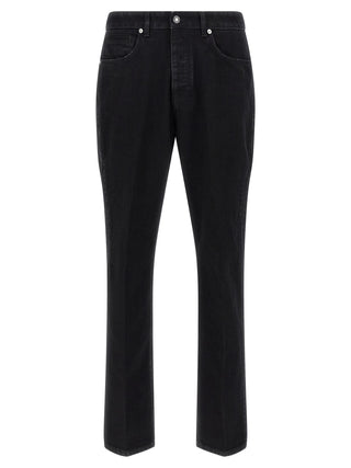 Black Cotton Straight-Leg Jeans